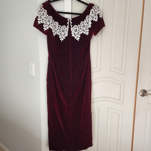 SOLD Scott McClintock Vintage Size 10 Velvet  Burgundy Formal Dress - Picture 7 of 10